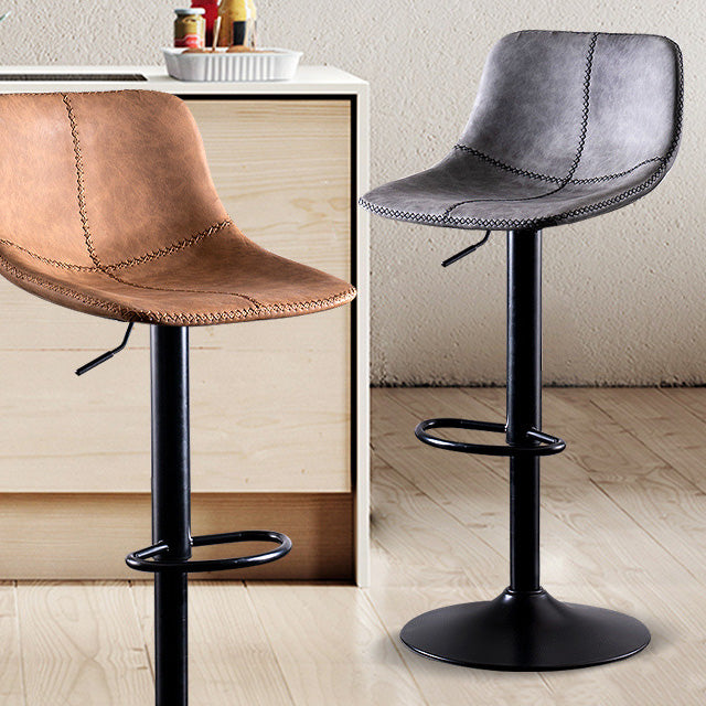 Modern Home Leather Stool Swivel Adjustable Footrest Barstool Clearhalo 'Bar Furniture' 'Bar Stools' 'bar_stools' 'furn' 'furn_bar_stools' 'Furniture' 'furniture_bar_stools' 'Kitchen & Dining Furniture' 4817185