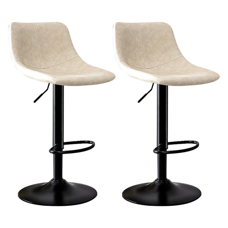 Modern Home Leather Stool Swivel Adjustable Footrest Barstool Off-White 2 Piece Set Clearhalo 'Bar Furniture' 'Bar Stools' 'bar_stools' 'furn' 'furn_bar_stools' 'Furniture' 'furniture_bar_stools' 'Kitchen & Dining Furniture' 4817188