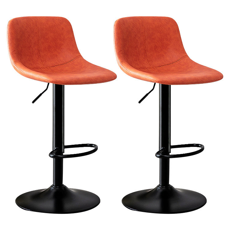 Modern Home Leather Stool Swivel Adjustable Footrest Barstool Orange 2 Piece Set Clearhalo 'Bar Furniture' 'Bar Stools' 'bar_stools' 'furn' 'furn_bar_stools' 'Furniture' 'furniture_bar_stools' 'Kitchen & Dining Furniture' 4817189