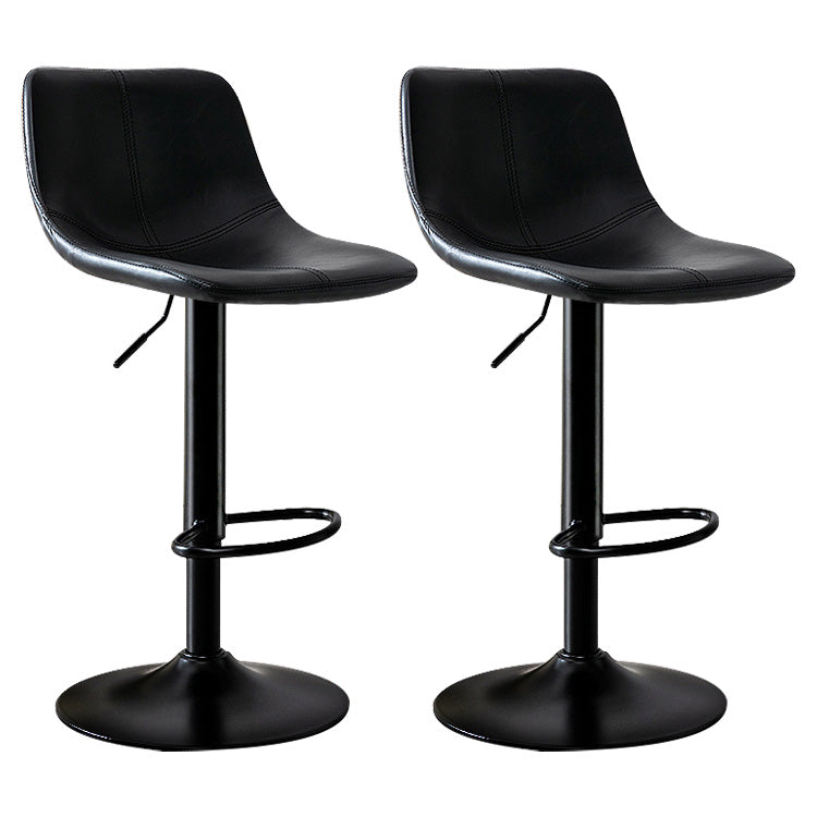 Modern Home Leather Stool Swivel Adjustable Footrest Barstool Black 2 Piece Set Clearhalo 'Bar Furniture' 'Bar Stools' 'bar_stools' 'furn' 'furn_bar_stools' 'Furniture' 'furniture_bar_stools' 'Kitchen & Dining Furniture' 4817195