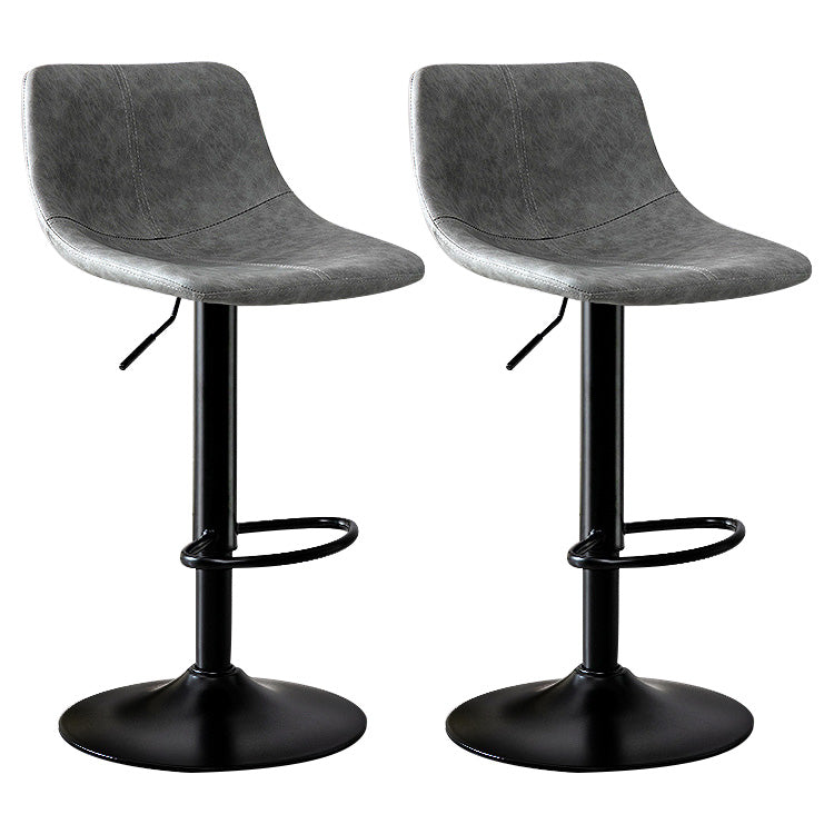Modern Home Leather Stool Swivel Adjustable Footrest Barstool Grey 2 Piece Set Clearhalo 'Bar Furniture' 'Bar Stools' 'bar_stools' 'furn' 'furn_bar_stools' 'Furniture' 'furniture_bar_stools' 'Kitchen & Dining Furniture' 4817197