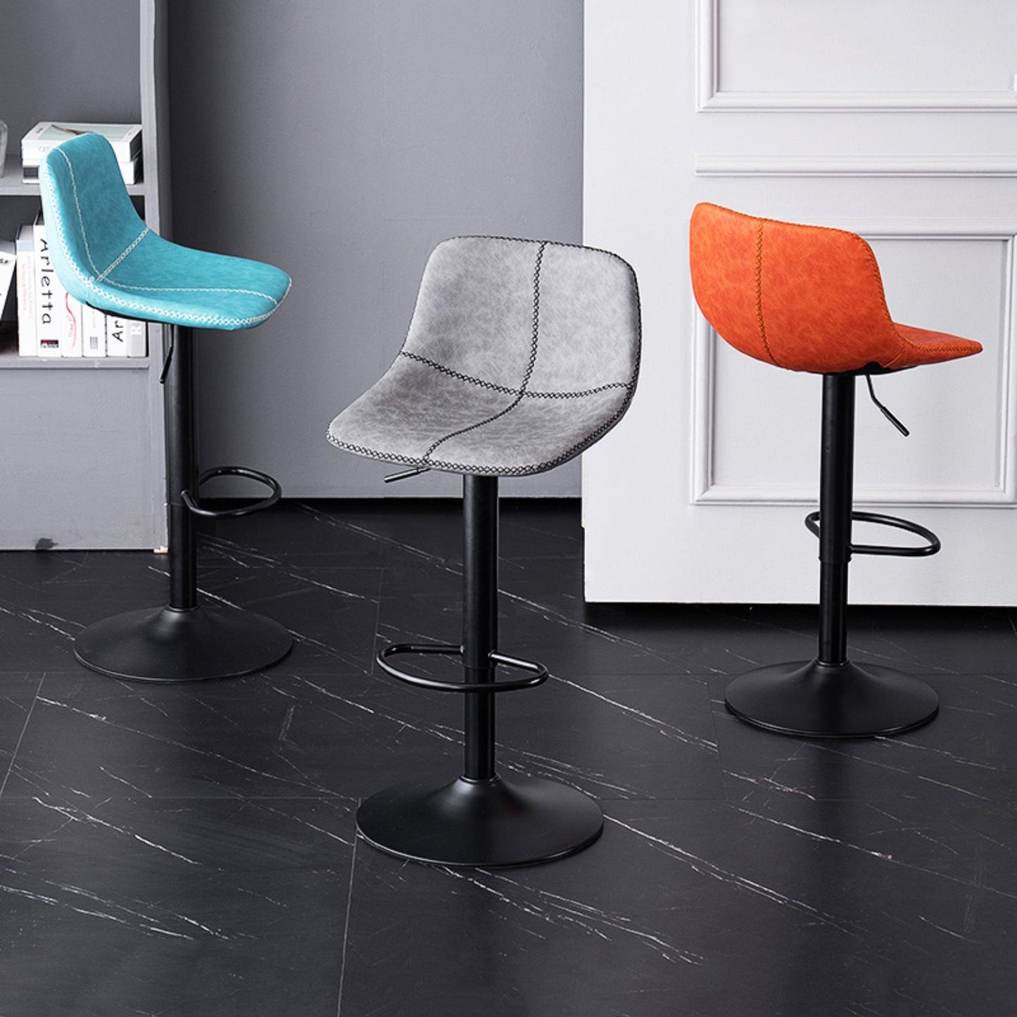 Modern Home Leather Stool Swivel Adjustable Footrest Barstool Clearhalo 'Bar Furniture' 'Bar Stools' 'bar_stools' 'furn' 'furn_bar_stools' 'Furniture' 'furniture_bar_stools' 'Kitchen & Dining Furniture' 4817206