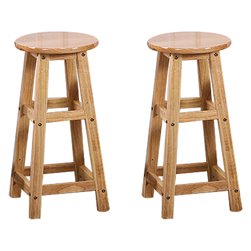Modern Armless Backless Counter Stool Wood Cafe Bar Stool with Seat and Pedal 2 Piece Set Counter Stool (24"H) Clearhalo 'Bar Furniture' 'Bar Stools' 'bar_stools' 'furn' 'furn_bar_stools' 'Furniture' 'furniture_bar_stools' 'Kitchen & Dining Furniture' 4817236