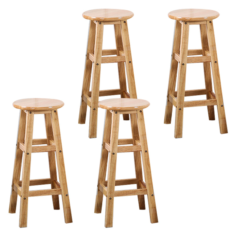 Modern Armless Backless Counter Stool Wood Cafe Bar Stool with Seat and Pedal 4 Piece Set Bar Stool (28" H) Clearhalo 'Bar Furniture' 'Bar Stools' 'bar_stools' 'furn' 'furn_bar_stools' 'Furniture' 'furniture_bar_stools' 'Kitchen & Dining Furniture' 4817245