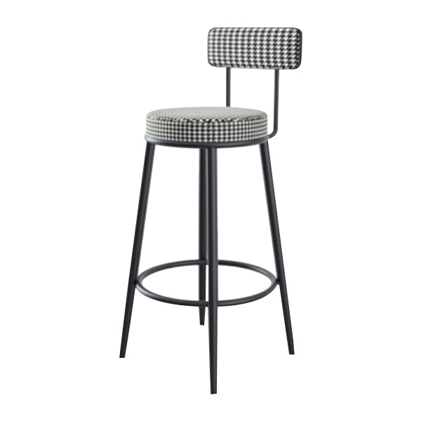 Modern Armless Backrest Counter Stool Iron Kitchen Bar Stool with Velvet Cushion White-Black 1 Piece Clearhalo 'Bar Furniture' 'Bar Stools' 'bar_stools' 'furn' 'furn_bar_stools' 'Furniture' 'furniture_bar_stools' 'Kitchen & Dining Furniture' 4817391