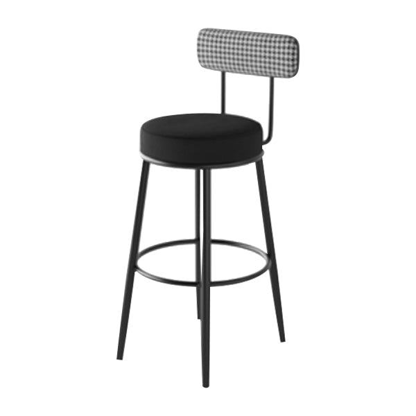 Modern Armless Backrest Counter Stool Iron Kitchen Bar Stool with Velvet Cushion Black 1 Piece Clearhalo 'Bar Furniture' 'Bar Stools' 'bar_stools' 'furn' 'furn_bar_stools' 'Furniture' 'furniture_bar_stools' 'Kitchen & Dining Furniture' 4817393