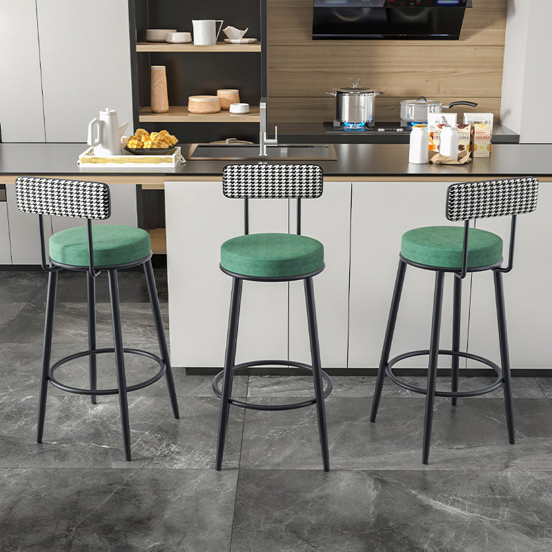 Modern Armless Backrest Counter Stool Iron Kitchen Bar Stool with Velvet Cushion Clearhalo 'Bar Furniture' 'Bar Stools' 'bar_stools' 'furn' 'furn_bar_stools' 'Furniture' 'furniture_bar_stools' 'Kitchen & Dining Furniture' 4817397