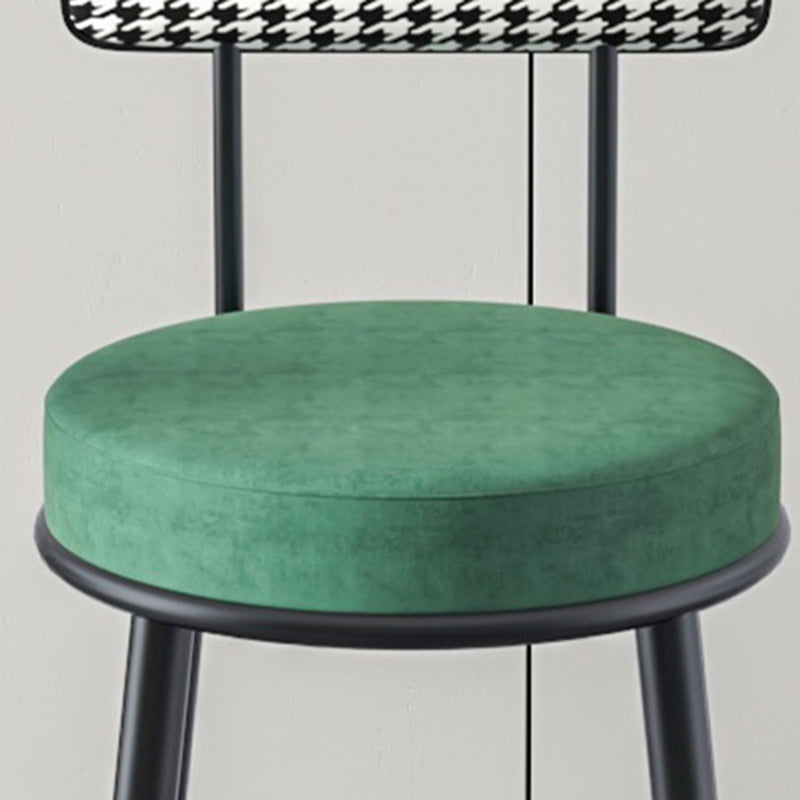 Modern Armless Backrest Counter Stool Iron Kitchen Bar Stool with Velvet Cushion Clearhalo 'Bar Furniture' 'Bar Stools' 'bar_stools' 'furn' 'furn_bar_stools' 'Furniture' 'furniture_bar_stools' 'Kitchen & Dining Furniture' 4817402