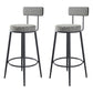 Modern Armless Backrest Counter Stool Iron Kitchen Bar Stool with Velvet Cushion White-Black 2 Piece Set Clearhalo 'Bar Furniture' 'Bar Stools' 'bar_stools' 'furn' 'furn_bar_stools' 'Furniture' 'furniture_bar_stools' 'Kitchen & Dining Furniture' 4817403