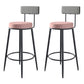 Modern Armless Backrest Counter Stool Iron Kitchen Bar Stool with Velvet Cushion Pink 2 Piece Set Clearhalo 'Bar Furniture' 'Bar Stools' 'bar_stools' 'furn' 'furn_bar_stools' 'Furniture' 'furniture_bar_stools' 'Kitchen & Dining Furniture' 4817407