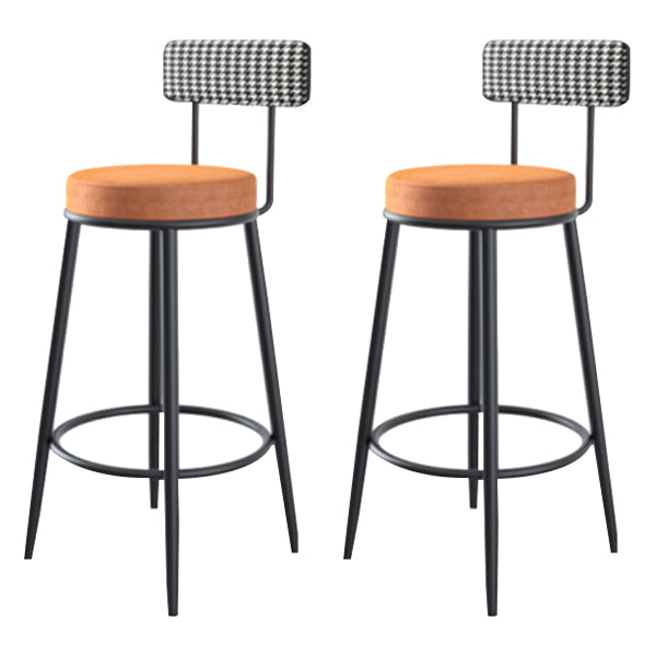 Modern Armless Backrest Counter Stool Iron Kitchen Bar Stool with Velvet Cushion Orange 2 Piece Set Clearhalo 'Bar Furniture' 'Bar Stools' 'bar_stools' 'furn' 'furn_bar_stools' 'Furniture' 'furniture_bar_stools' 'Kitchen & Dining Furniture' 4817410
