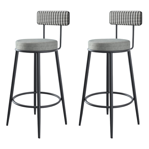 Modern Armless Backrest Counter Stool Iron Kitchen Bar Stool with Velvet Cushion Grey 2 Piece Set Clearhalo 'Bar Furniture' 'Bar Stools' 'bar_stools' 'furn' 'furn_bar_stools' 'Furniture' 'furniture_bar_stools' 'Kitchen & Dining Furniture' 4817411