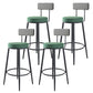 Modern Armless Backrest Counter Stool Iron Kitchen Bar Stool with Velvet Cushion Green 4 Piece Set Clearhalo 'Bar Furniture' 'Bar Stools' 'bar_stools' 'furn' 'furn_bar_stools' 'Furniture' 'furniture_bar_stools' 'Kitchen & Dining Furniture' 4817415