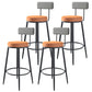 Modern Armless Backrest Counter Stool Iron Kitchen Bar Stool with Velvet Cushion Orange 4 Piece Set Clearhalo 'Bar Furniture' 'Bar Stools' 'bar_stools' 'furn' 'furn_bar_stools' 'Furniture' 'furniture_bar_stools' 'Kitchen & Dining Furniture' 4817416