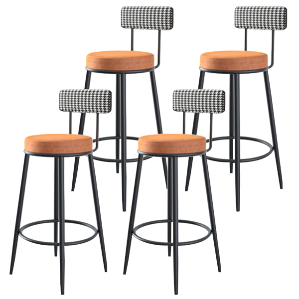 Modern Armless Backrest Counter Stool Iron Kitchen Bar Stool with Velvet Cushion Orange 4 Piece Set Clearhalo 'Bar Furniture' 'Bar Stools' 'bar_stools' 'furn' 'furn_bar_stools' 'Furniture' 'furniture_bar_stools' 'Kitchen & Dining Furniture' 4817416