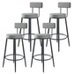 Modern Armless Backrest Counter Stool Iron Kitchen Bar Stool with Velvet Cushion Grey 4 Piece Set Clearhalo 'Bar Furniture' 'Bar Stools' 'bar_stools' 'furn' 'furn_bar_stools' 'Furniture' 'furniture_bar_stools' 'Kitchen & Dining Furniture' 4817417