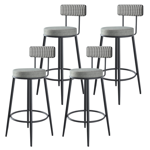 Modern Armless Backrest Counter Stool Iron Kitchen Bar Stool with Velvet Cushion Grey 4 Piece Set Clearhalo 'Bar Furniture' 'Bar Stools' 'bar_stools' 'furn' 'furn_bar_stools' 'Furniture' 'furniture_bar_stools' 'Kitchen & Dining Furniture' 4817417
