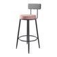 Modern Armless Backrest Counter Stool Iron Cashier Bar Stool with Velvet Cushion and Pedal Pink 1 Piece Clearhalo 'Bar Furniture' 'Bar Stools' 'bar_stools' 'furn' 'furn_bar_stools' 'Furniture' 'furniture_bar_stools' 'Kitchen & Dining Furniture' 4817447