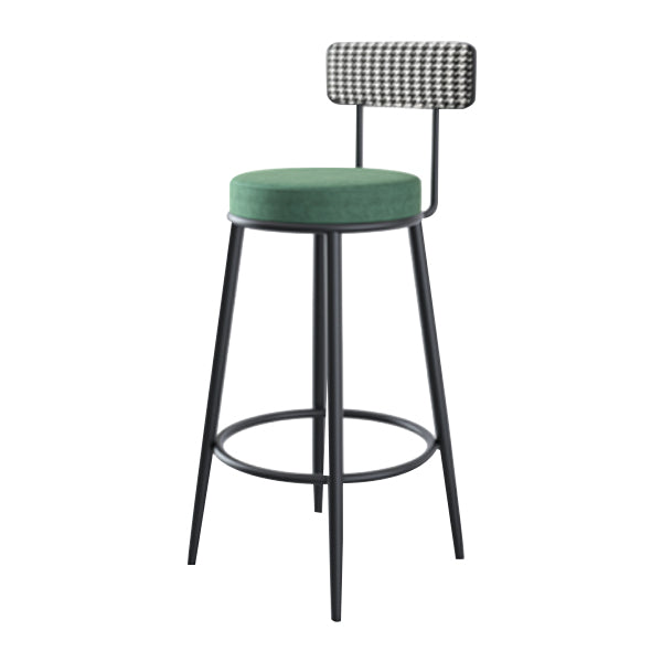 Modern Armless Backrest Counter Stool Iron Cashier Bar Stool with Velvet Cushion and Pedal Blackish Green 1 Piece Clearhalo 'Bar Furniture' 'Bar Stools' 'bar_stools' 'furn' 'furn_bar_stools' 'Furniture' 'furniture_bar_stools' 'Kitchen & Dining Furniture' 4817448