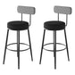 Modern Armless Backrest Counter Stool Iron Cashier Bar Stool with Velvet Cushion and Pedal Black 2 Piece Set Clearhalo 'Bar Furniture' 'Bar Stools' 'bar_stools' 'furn' 'furn_bar_stools' 'Furniture' 'furniture_bar_stools' 'Kitchen & Dining Furniture' 4817456