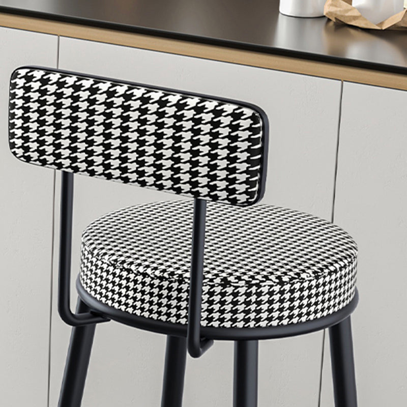 Modern Armless Backrest Counter Stool Iron Cashier Bar Stool with Velvet Cushion and Pedal Clearhalo 'Bar Furniture' 'Bar Stools' 'bar_stools' 'furn' 'furn_bar_stools' 'Furniture' 'furniture_bar_stools' 'Kitchen & Dining Furniture' 4817458