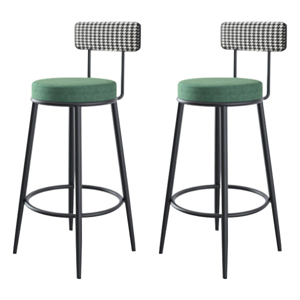 Modern Armless Backrest Counter Stool Iron Cashier Bar Stool with Velvet Cushion and Pedal Blackish Green 2 Piece Set Clearhalo 'Bar Furniture' 'Bar Stools' 'bar_stools' 'furn' 'furn_bar_stools' 'Furniture' 'furniture_bar_stools' 'Kitchen & Dining Furniture' 4817461