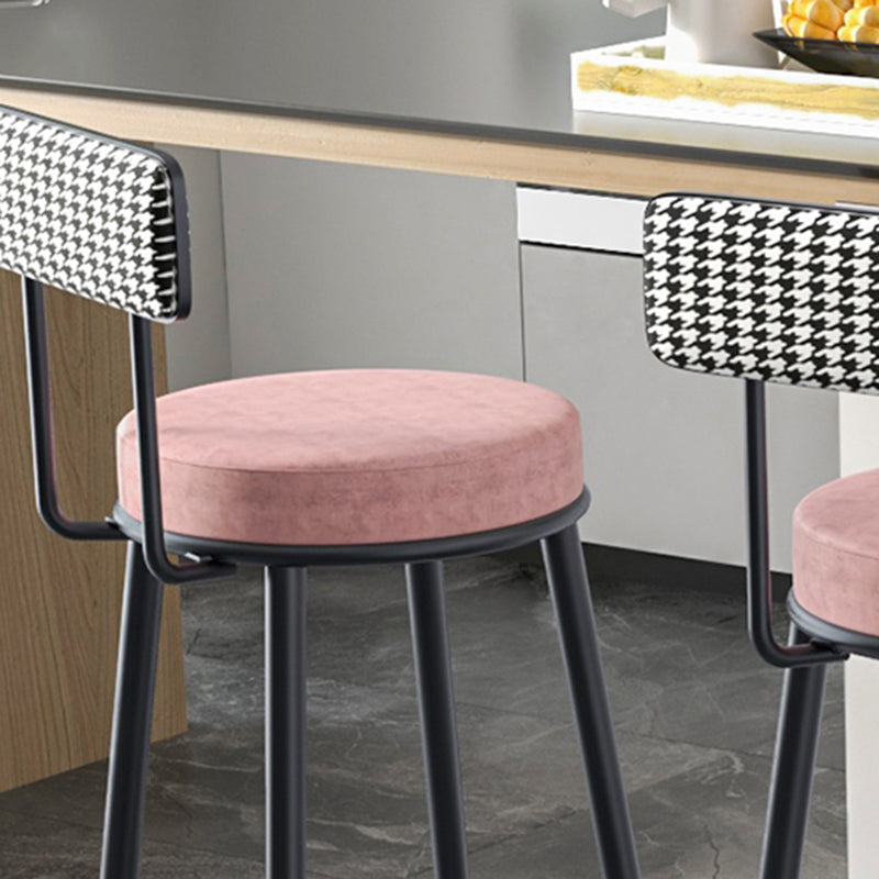 Modern Armless Backrest Counter Stool Iron Cashier Bar Stool with Velvet Cushion and Pedal Clearhalo 'Bar Furniture' 'Bar Stools' 'bar_stools' 'furn' 'furn_bar_stools' 'Furniture' 'furniture_bar_stools' 'Kitchen & Dining Furniture' 4817462