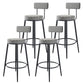 Modern Armless Backrest Counter Stool Iron Cashier Bar Stool with Velvet Cushion and Pedal Black White 4 Piece Set Clearhalo 'Bar Furniture' 'Bar Stools' 'bar_stools' 'furn' 'furn_bar_stools' 'Furniture' 'furniture_bar_stools' 'Kitchen & Dining Furniture' 4817465