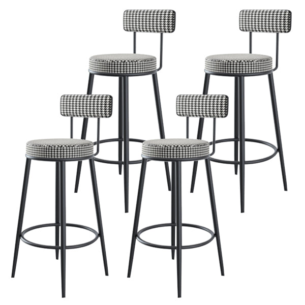 Modern Armless Backrest Counter Stool Iron Cashier Bar Stool with Velvet Cushion and Pedal Black White 4 Piece Set Clearhalo 'Bar Furniture' 'Bar Stools' 'bar_stools' 'furn' 'furn_bar_stools' 'Furniture' 'furniture_bar_stools' 'Kitchen & Dining Furniture' 4817465