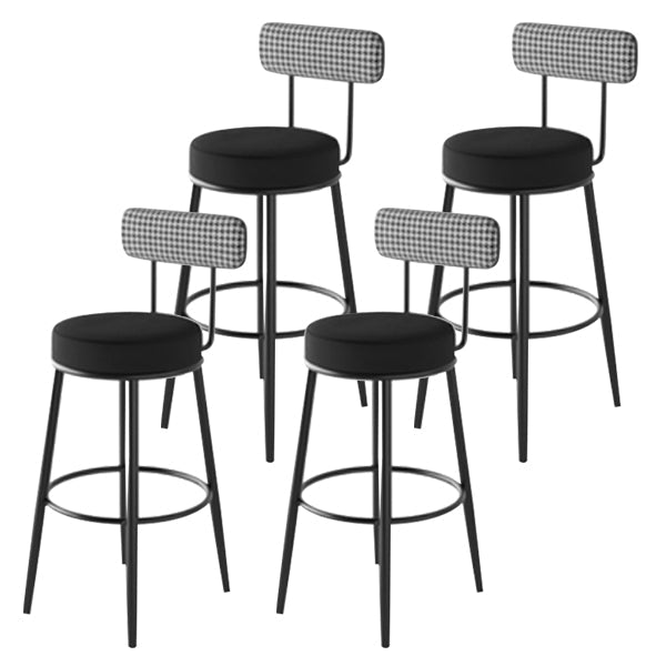 Modern Armless Backrest Counter Stool Iron Cashier Bar Stool with Velvet Cushion and Pedal Black 4 Piece Set Clearhalo 'Bar Furniture' 'Bar Stools' 'bar_stools' 'furn' 'furn_bar_stools' 'Furniture' 'furniture_bar_stools' 'Kitchen & Dining Furniture' 4817466
