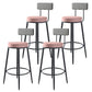 Modern Armless Backrest Counter Stool Iron Cashier Bar Stool with Velvet Cushion and Pedal Pink 4 Piece Set Clearhalo 'Bar Furniture' 'Bar Stools' 'bar_stools' 'furn' 'furn_bar_stools' 'Furniture' 'furniture_bar_stools' 'Kitchen & Dining Furniture' 4817467