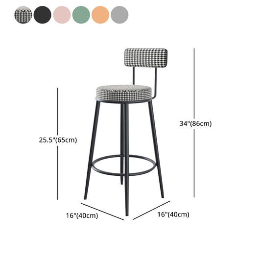 Modern Armless Backrest Counter Stool Iron Cashier Bar Stool with Velvet Cushion and Pedal Clearhalo 'Bar Furniture' 'Bar Stools' 'bar_stools' 'furn' 'furn_bar_stools' 'Furniture' 'furniture_bar_stools' 'Kitchen & Dining Furniture' 4817471