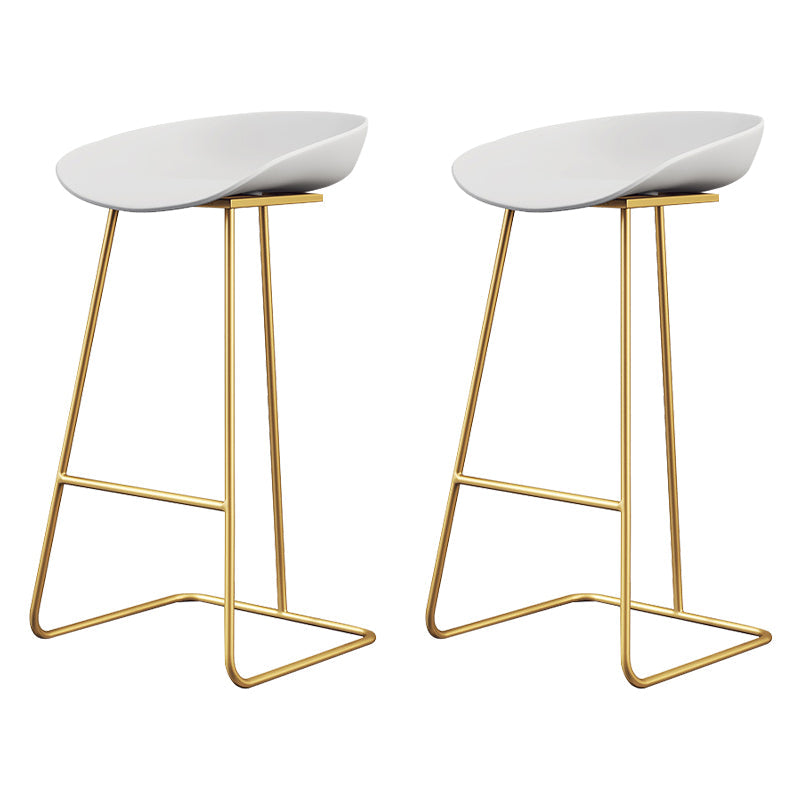 Glam Coffee Shop Footrest Stool Matte Finish Plastic Barstool White-Gold 2 Piece Set Clearhalo 'Bar Furniture' 'Bar Stools' 'bar_stools' 'furn' 'furn_bar_stools' 'Furniture' 'furniture_bar_stools' 'Kitchen & Dining Furniture' 4817486