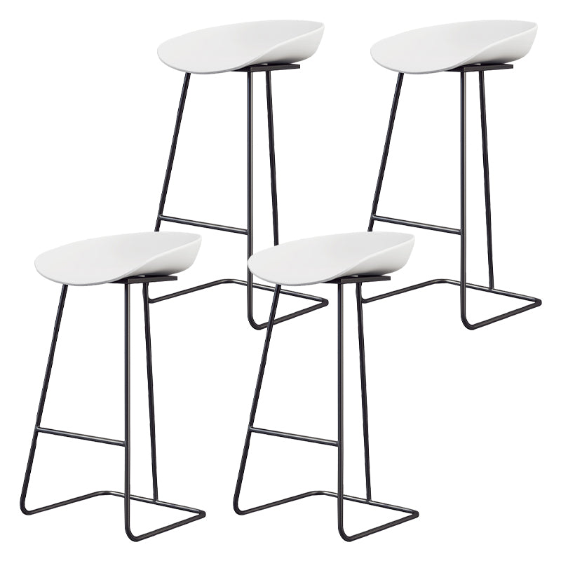 Glam Coffee Shop Footrest Stool Matte Finish Plastic Barstool White-Black 4 Piece Set Clearhalo 'Bar Furniture' 'Bar Stools' 'bar_stools' 'furn' 'furn_bar_stools' 'Furniture' 'furniture_bar_stools' 'Kitchen & Dining Furniture' 4817495