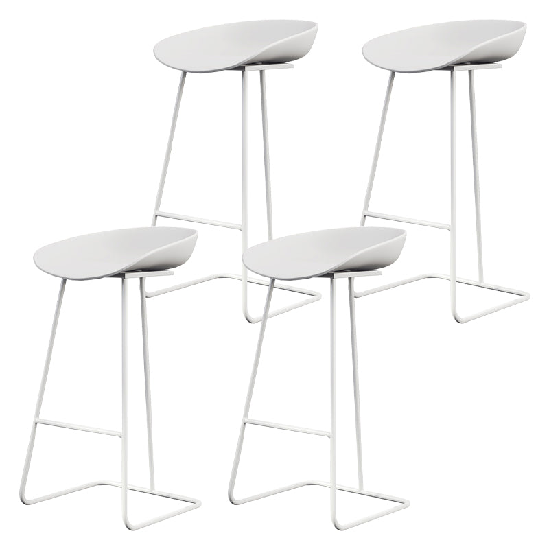 Glam Coffee Shop Footrest Stool Matte Finish Plastic Barstool White 4 Piece Set Clearhalo 'Bar Furniture' 'Bar Stools' 'bar_stools' 'furn' 'furn_bar_stools' 'Furniture' 'furniture_bar_stools' 'Kitchen & Dining Furniture' 4817500