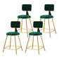 Glam Backrest Armless Counter Stool Iron Bar Stool with Pedal and Velvet Cushion Green 4 Piece Set Short Stool(18"H) Clearhalo 'Bar Furniture' 'Bar Stools' 'bar_stools' 'furn' 'furn_bar_stools' 'Furniture' 'furniture_bar_stools' 'Kitchen & Dining Furniture' 4817619