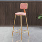 Glam Backrest Armless Counter Stool Iron Bar Stool with Pedal and Velvet Cushion Pink 1 Piece Clearhalo 'Bar Furniture' 'Bar Stools' 'bar_stools' 'furn' 'furn_bar_stools' 'Furniture' 'furniture_bar_stools' 'Kitchen & Dining Furniture' 4817625