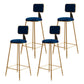 Glam Backrest Armless Counter Stool Iron Bar Stool with Pedal and Velvet Cushion Blue 4 Piece Set Clearhalo 'Bar Furniture' 'Bar Stools' 'bar_stools' 'furn' 'furn_bar_stools' 'Furniture' 'furniture_bar_stools' 'Kitchen & Dining Furniture' 4817633