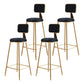 Glam Backrest Armless Counter Stool Iron Bar Stool with Pedal and Velvet Cushion Black 4 Piece Set Clearhalo 'Bar Furniture' 'Bar Stools' 'bar_stools' 'furn' 'furn_bar_stools' 'Furniture' 'furniture_bar_stools' 'Kitchen & Dining Furniture' 4817636