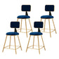 Glam Backrest Armless Counter Stool Iron Bar Stool with Pedal and Velvet Cushion Blue 4 Piece Set Short Stool(18"H) Clearhalo 'Bar Furniture' 'Bar Stools' 'bar_stools' 'furn' 'furn_bar_stools' 'Furniture' 'furniture_bar_stools' 'Kitchen & Dining Furniture' 4817648
