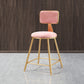 Glam Backrest Armless Counter Stool Iron Bar Stool with Pedal and Velvet Cushion Pink 1 Piece Short Stool(18"H) Clearhalo 'Bar Furniture' 'Bar Stools' 'bar_stools' 'furn' 'furn_bar_stools' 'Furniture' 'furniture_bar_stools' 'Kitchen & Dining Furniture' 4817649