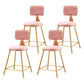 Glam Backrest Armless Counter Stool Iron Bar Stool with Pedal and Velvet Cushion Pink 4 Piece Set Short Stool(18"H) Clearhalo 'Bar Furniture' 'Bar Stools' 'bar_stools' 'furn' 'furn_bar_stools' 'Furniture' 'furniture_bar_stools' 'Kitchen & Dining Furniture' 4817651