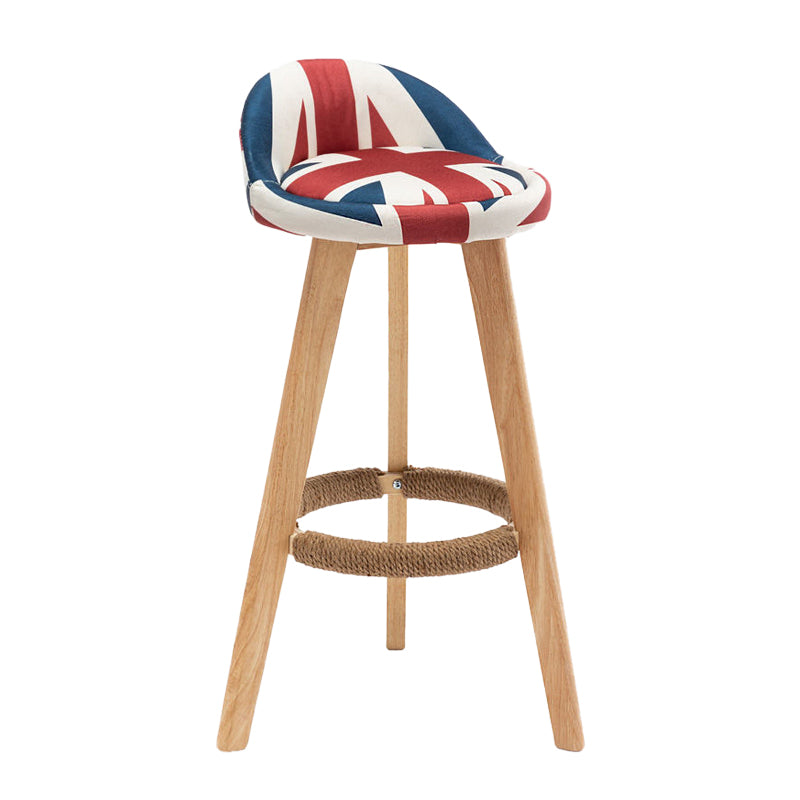 Scandinavian Home Solid Wood Bar Stool Matte Finish Footrest Stool Red-White-Blue 1 Piece Clearhalo 'Bar Furniture' 'Bar Stools' 'bar_stools' 'furn' 'furn_bar_stools' 'Furniture' 'furniture_bar_stools' 'Kitchen & Dining Furniture' 4817732