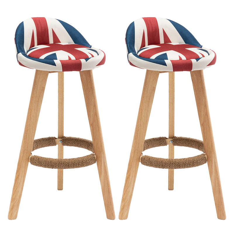 Scandinavian Home Solid Wood Bar Stool Matte Finish Footrest Stool Red-White-Blue 2 Piece Set Clearhalo 'Bar Furniture' 'Bar Stools' 'bar_stools' 'furn' 'furn_bar_stools' 'Furniture' 'furniture_bar_stools' 'Kitchen & Dining Furniture' 4817733