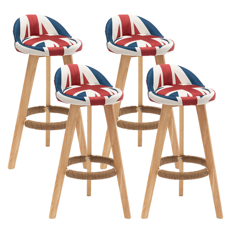 Scandinavian Home Solid Wood Bar Stool Matte Finish Footrest Stool Red-White-Blue 4 Piece Set Clearhalo 'Bar Furniture' 'Bar Stools' 'bar_stools' 'furn' 'furn_bar_stools' 'Furniture' 'furniture_bar_stools' 'Kitchen & Dining Furniture' 4817736