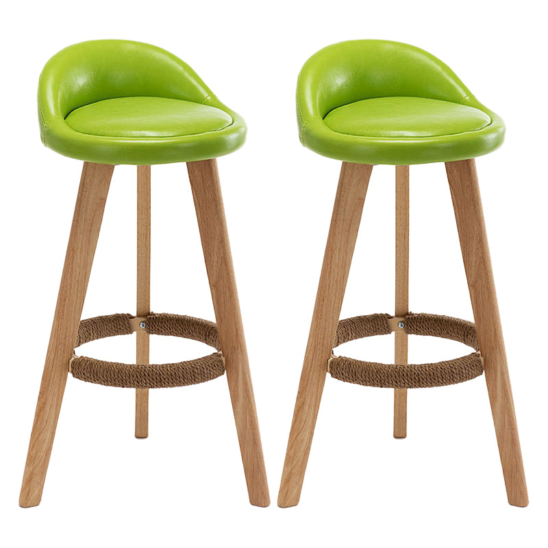 Scandinavian Home Solid Wood Bar Stool Matte Finish Footrest Stool Green 2 Piece Set Clearhalo 'Bar Furniture' 'Bar Stools' 'bar_stools' 'furn' 'furn_bar_stools' 'Furniture' 'furniture_bar_stools' 'Kitchen & Dining Furniture' 4817738