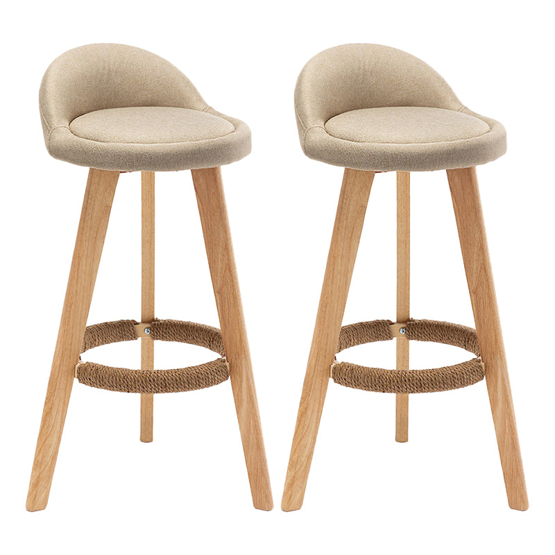 Scandinavian Home Solid Wood Bar Stool Matte Finish Footrest Stool Khaki 2 Piece Set Clearhalo 'Bar Furniture' 'Bar Stools' 'bar_stools' 'furn' 'furn_bar_stools' 'Furniture' 'furniture_bar_stools' 'Kitchen & Dining Furniture' 4817741
