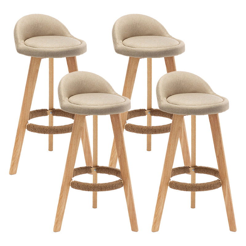 Scandinavian Home Solid Wood Bar Stool Matte Finish Footrest Stool Khaki 4 Piece Set Clearhalo 'Bar Furniture' 'Bar Stools' 'bar_stools' 'furn' 'furn_bar_stools' 'Furniture' 'furniture_bar_stools' 'Kitchen & Dining Furniture' 4817742
