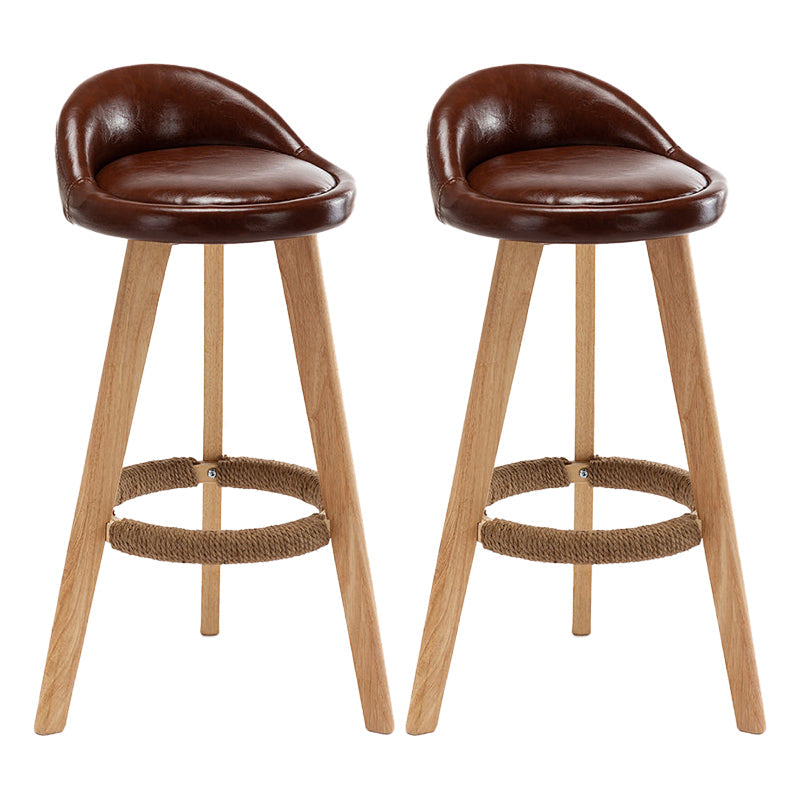 Scandinavian Home Solid Wood Bar Stool Matte Finish Footrest Stool Dark Coffee 2 Piece Set Clearhalo 'Bar Furniture' 'Bar Stools' 'bar_stools' 'furn' 'furn_bar_stools' 'Furniture' 'furniture_bar_stools' 'Kitchen & Dining Furniture' 4817744