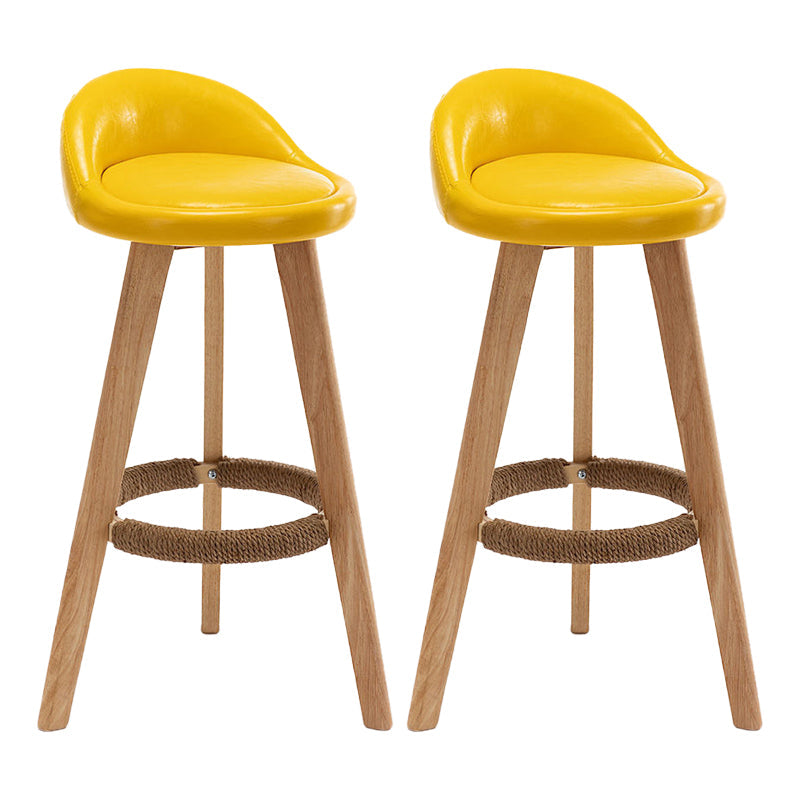 Scandinavian Home Solid Wood Bar Stool Matte Finish Footrest Stool Yellow 2 Piece Set Clearhalo 'Bar Furniture' 'Bar Stools' 'bar_stools' 'furn' 'furn_bar_stools' 'Furniture' 'furniture_bar_stools' 'Kitchen & Dining Furniture' 4817750